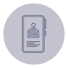 Aufkleber - Simple line icon of smartphone displaying email notification marked with question mark. Communication and inquiry in digital contexts