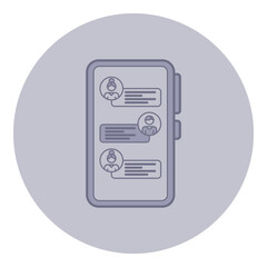 Aufkleber - Mobile device with chat interface featuring multiple conversation threads over minimalistic background. Various user icons indicating active messaging