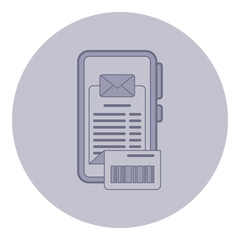 Aufkleber - Simple line icon of mobile device displaying message and document. Concept of digital communication and documentation for deliveries
