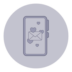 Aufkleber - Smartphone with heart symbols surrounding envelope. Receiving affectionate messages concept. Ideal for romantic themes and digital communication