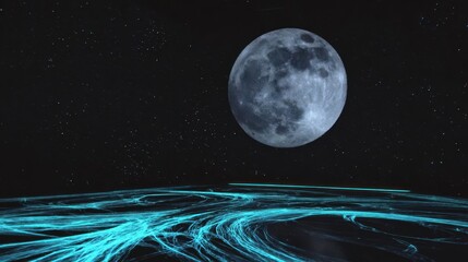 Poster - A celestial landscape with a moonlit night sky.