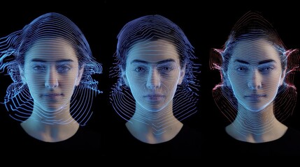 Poster - Digital representation of a face with varying graphical lines.