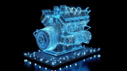 Aufkleber - Detailed wireframe rendering of an engine.