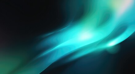 Poster - Abstract teal and turquoise flowing forms on dark background