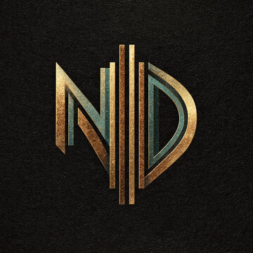 Art Deco Logo: A sophisticated and geometric logo design reminiscent of the Art Deco era. The artwork features clean lines, luxurious metallic textures, and an overall sense of timeless elegance. 
