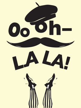 Minimalist Design Featuring Playful Beret Text And Mustache.eps