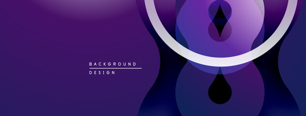 Poster - Abstract purple design features overlapping circles, curved lines. Modern aesthetic, suitable for backgrounds, presentations. Minimalist style.
