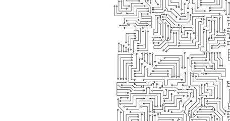 Poster - Circuit technology background with copy space for text. Technology digital circuit board background. Technology black circuit diagram.High-tech connection system on a white background.