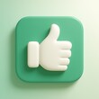 © Md - 3d white thumb up icon on a green rounded square background with soft lighting