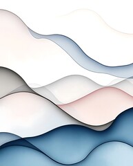 Poster - Flowing pastel gradient curves on a white background abstract imagery
