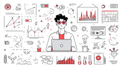 Poster - Startup infographic template and elements. The infographic template includes illustrations of hipster men and huge awesome set of thin line icons. Modern minimalistic flat vector infographic design.,