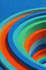 Poster - Colorful concentric curves creating a vibrant and dynamic abstract visual effect