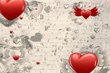 Poster - Digitally generated love heart pattern