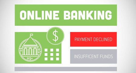 Poster - Online banking text on gray display