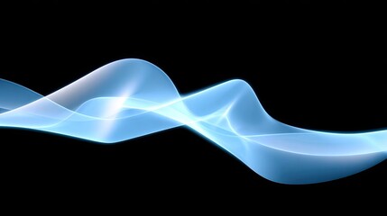 Poster - Abstract Light Waves in Blue on Black Background for Creative Projects