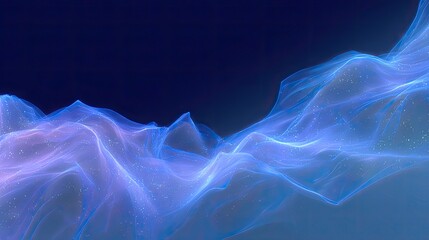 Poster - Ethereal Blue and Purple Flowing Wave Abstract Background Design