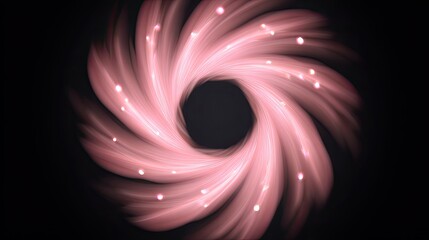 Fototapete - Abstract swirl of pink light with glowing particles in black background