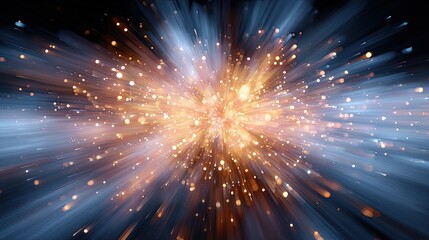 Poster - Vibrant Explosion of Light in a Cosmic Background with Particles