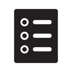 Poster - List document glyph icon showing a simple form with options for survey questionnaire task planning or menu selection on a paper sheet vector solid