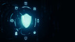 © your123 - Futuristic cybersecurity interface with glowing shield icon and digital connection elements, symbolizing data protection, privacy, and secure technology infrastructure.