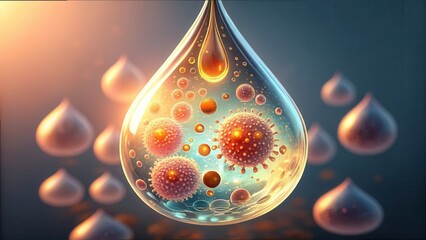 Aufkleber - Liquid Enzyme Droplet with Suspended Particles in Low Resolution