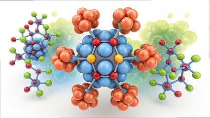 Aufkleber - Colorful Molecular Structure Illustrating Catalysis Process in Action