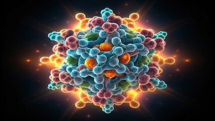 Aufkleber - Glowing Macro View of Molecule in Lab Setting Under Light Conditions