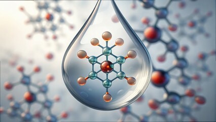 Aufkleber - Macro View of Molecules in a Droplet with Photorealistic Detail