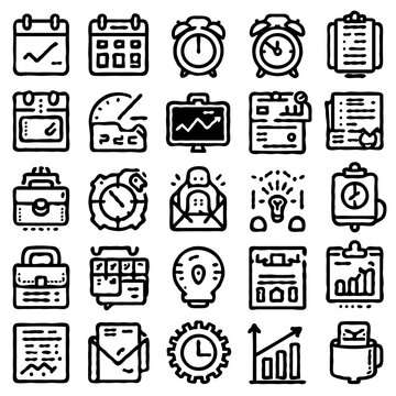 productivity and office-themed line icons in minimal outline style