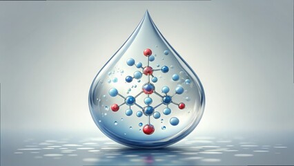 Aufkleber - Detailed Macro View of Droplet Enzymes and Molecules in Clear Medium