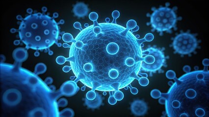 Poster - Detailed Glowing Enzyme Particles Macro Image in Photoreal Style