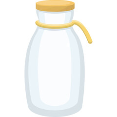 Poster - Illustration of a clear glass pitcher with a yellow lid and handle on a white background image art