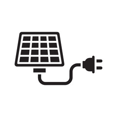 Aufkleber - solar panel plug in icon with electrical cord representing a connection to a renewable energy source