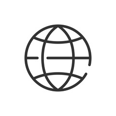 Poster - Simple outline of a globe with latitude and longitude lines, isolated on a plain white background