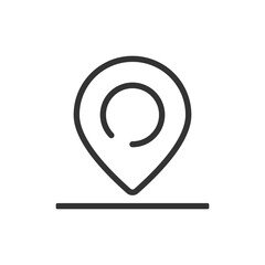 Poster - A simple line drawing of a location pin with a circle inside and a horizontal line below it shown