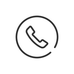 Poster - Outline drawing of a telephone receiver inside a circle representing a call function icon use case