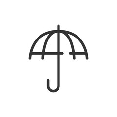 Poster - Simple line drawing of a closed umbrella with a curved handle and a rounded canopy shape design icon