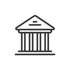 Aufkleber - Illustration of a classical building facade with columns and triangular roof in a minimalist style