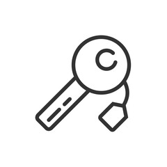 Poster - Illustration of a simple key with a circular head and a small tag hanging from the side of the key ring