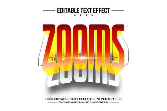 Zooms 3D editable text effect template