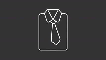 Poster - Animated shirt with tie white line icon. Corporate employee formal attire animation. Classical clothing style. Businessperson outfit. Isolated element on dark background. Alpha transparent video