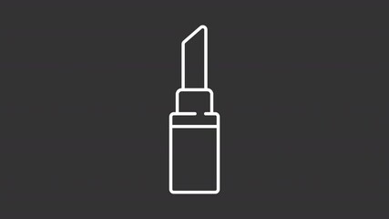 Poster - Animated lipstick white line icon. Decorative cosmetic product for lips animation. Makeup styling. Beauty and visage supplies. Isolated element on dark background. Alpha transparent video