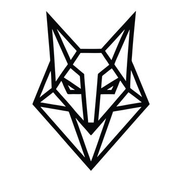 Minimal vector logo of a fox head in geometric lines, sharp angles, modern style

