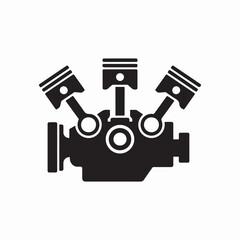 Poster - Isolated silhouette illustration of a three cylinder internal combustion engine for automotive design and engineering