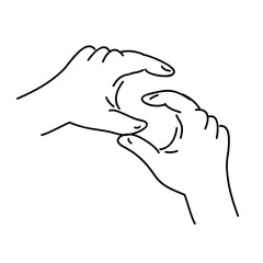Poster - Two hands forming a circle shape with fingers and thumbs in a minimalist line art illustration style design