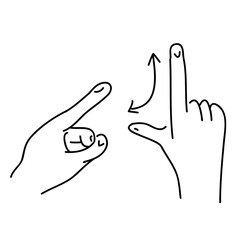 Poster - Illustration of two hands performing a zoom gesture with an arrow indicating the movement direction