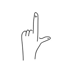 Poster - A simple line drawing of a hand with the index finger pointing up and the thumb extended outward