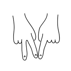 Aufkleber - Illustration of two hands with fingers pointing down and slightly touching in a minimalist style drawing
