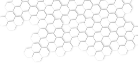 Poster - Abstract light grey and white hexagon 3d effect pattern with shadow seamless texture background. Use for book, poster, flyer, website vector illustration.