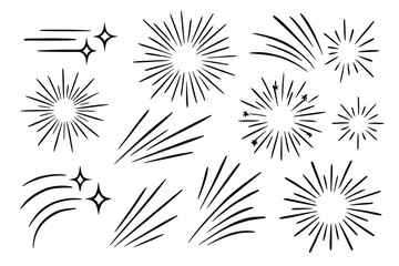 Poster - Artistic Explosion: A collection of dynamic starburst elements and light streaks in various designs, perfect for adding energy and visual interest.